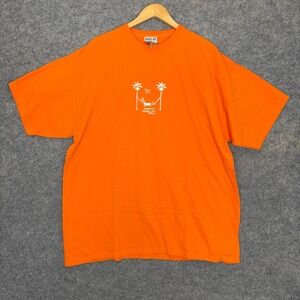 Pirana Joe Shirt Mens 2XL Graphic Hammock Island Beach Fish Tee Orange NEW